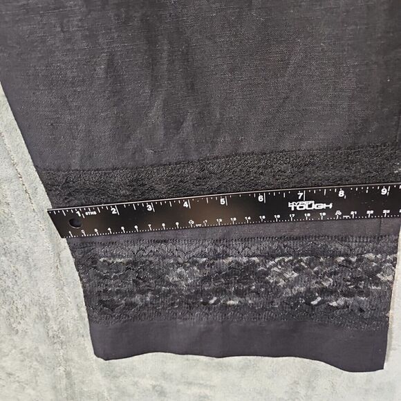 Larry Levine Sport Capri Sz 8 black lace insert lined linen rayon - Picture 3 of 10